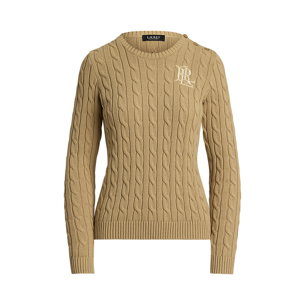 LRL Button-Trim Cable-Knit Cotton Jumper/Pulover 200932223005