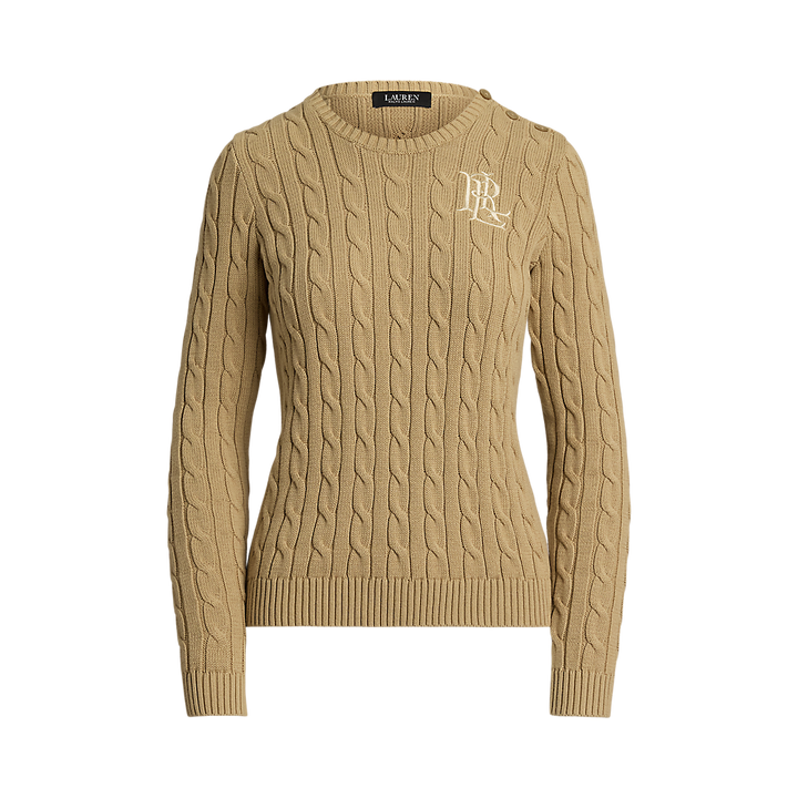 LRL Button-Trim Cable-Knit Cotton Jumper/Pulover 200932223005
