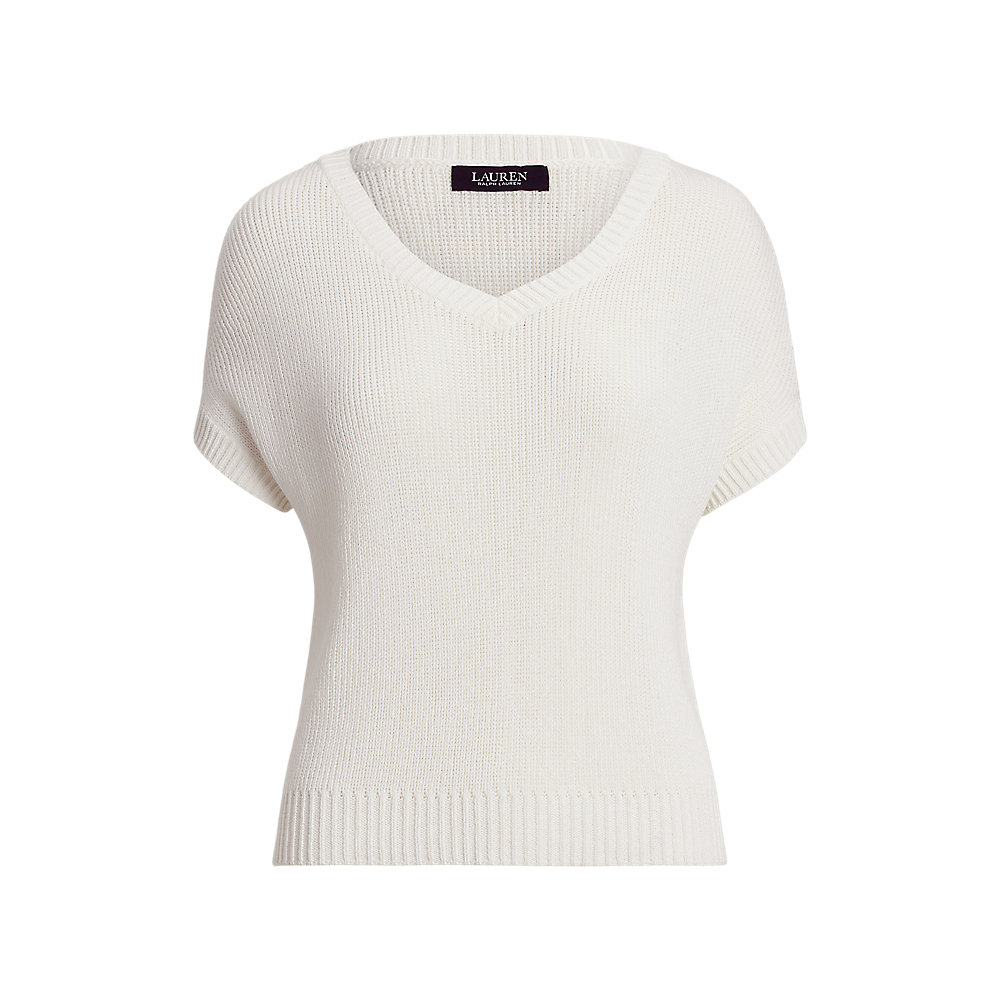 LRL Rib-Knit Short-Sleeve V-Neck Jumper/Pulover 200957580001