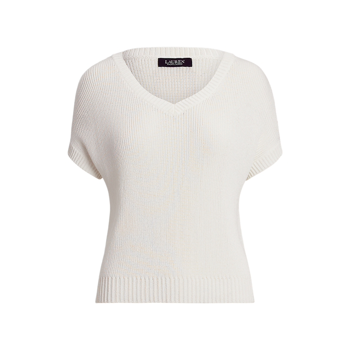 LRL Rib-Knit Short-Sleeve V-Neck Jumper/Pulover 200957580001
