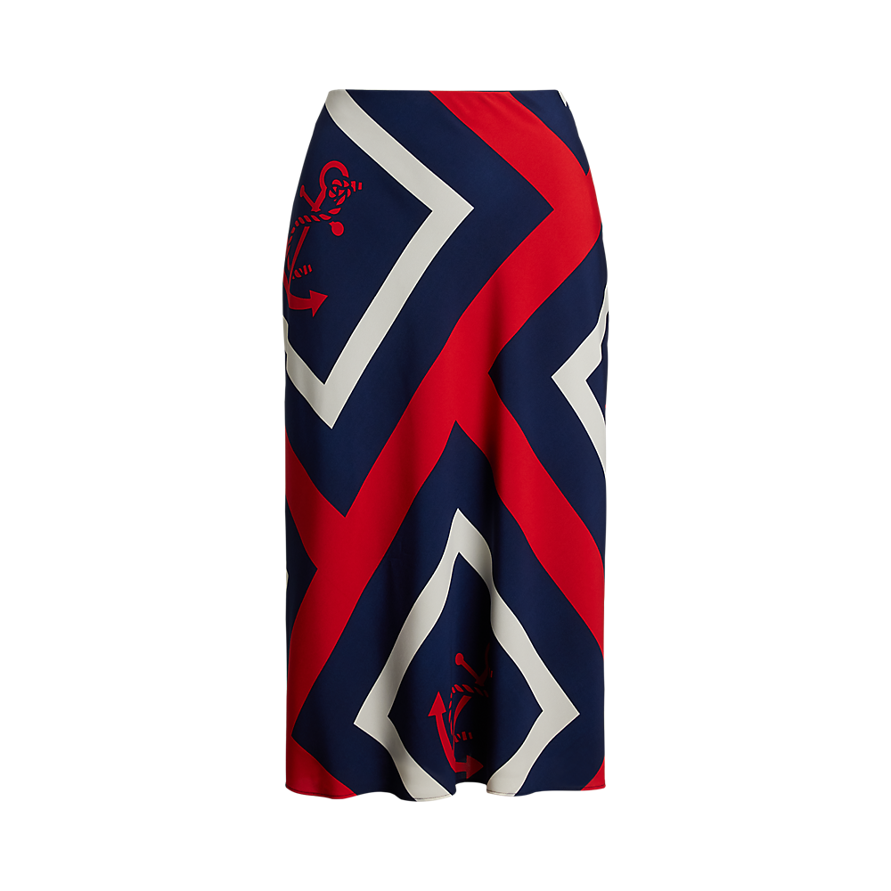 LRL Anchor-Print Crepe Midi Skirt/Suknja 200963170001