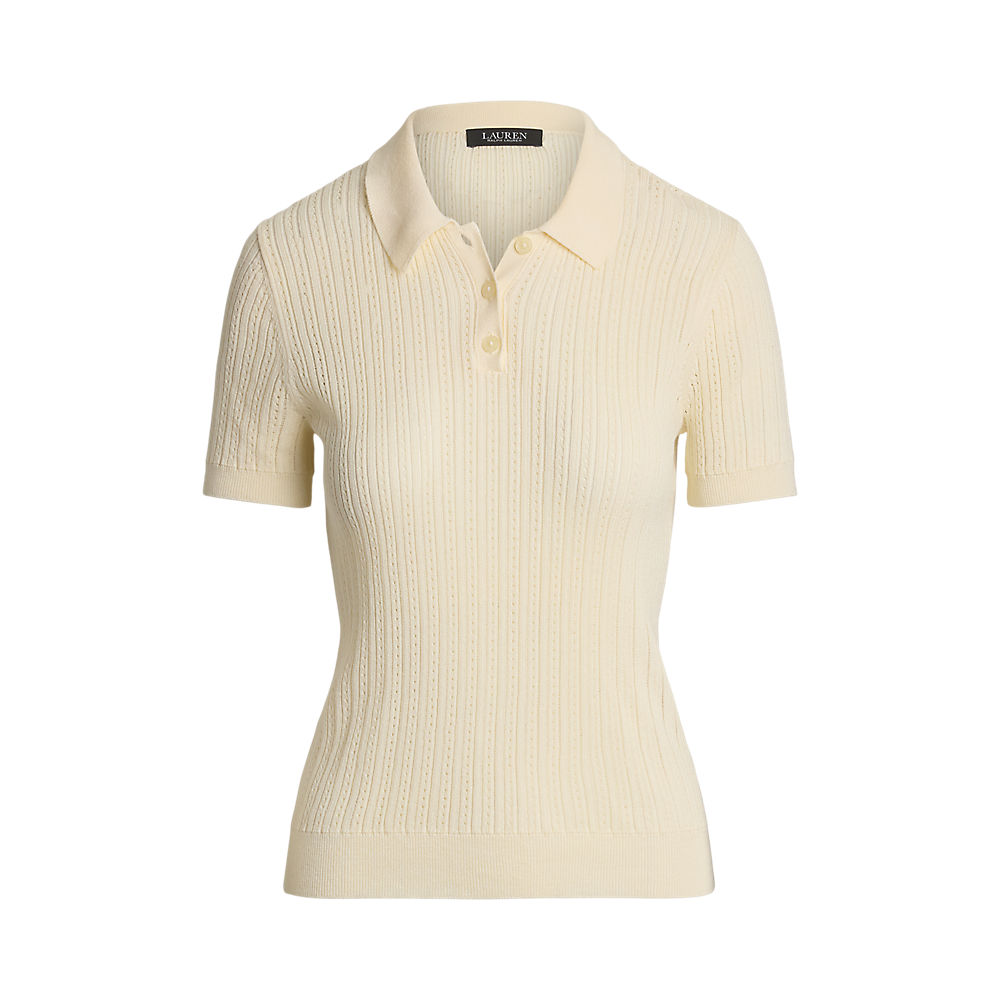 LRL Pointelle-Knit Cotton-Blend Polo Jumper/Pulover 200963653001
