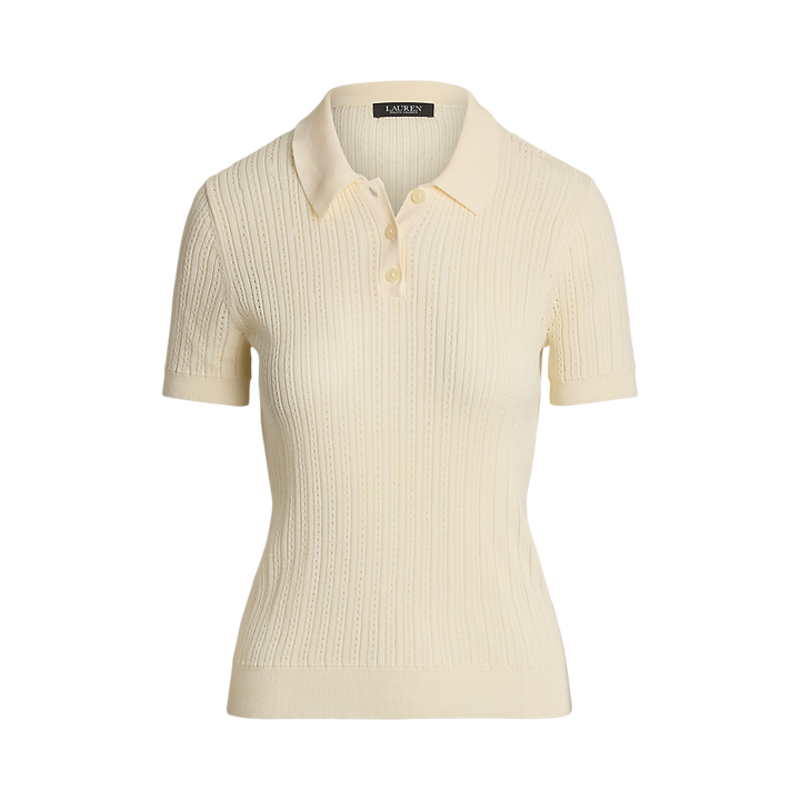 LRL Pointelle-Knit Cotton-Blend Polo Jumper/Pulover 200963653001