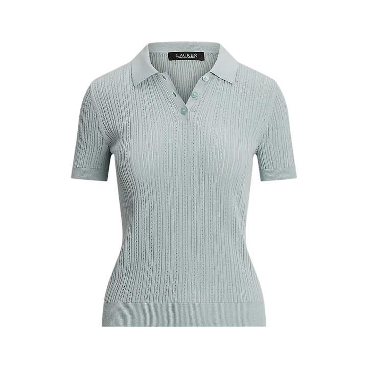 LRL Pointelle-Knit Cotton-Blend Polo Jumper/Pulover 200963653002