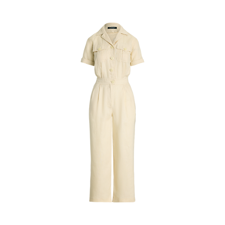 LRL Embroidered Linen Short-Sleeve Jumpsuit/Kombinezon 200963735001