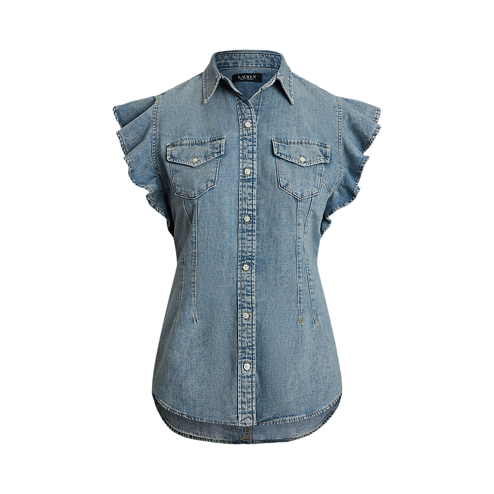 LRL Denim Flutter-Sleeve Shirt/Košulja 200963923001