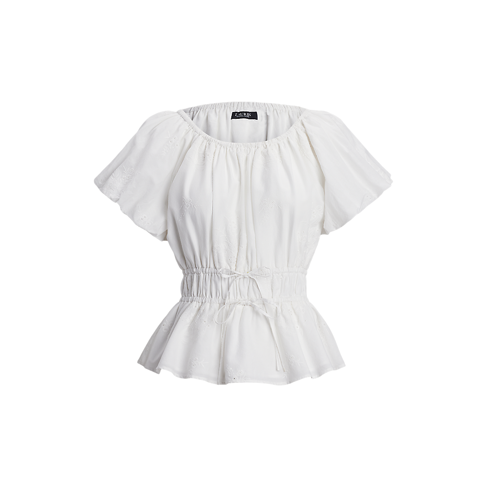 LRL Eyelet Cotton Voile Peplum Blouse/Majica 200966197001