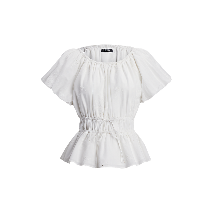 LRL Eyelet Cotton Voile Peplum Blouse/Majica 200966197001