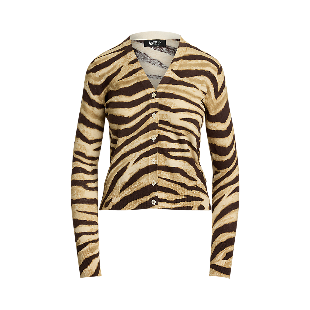 LRL Zebra-Print Linen-Cotton Cardigan/Pulover 200971371001