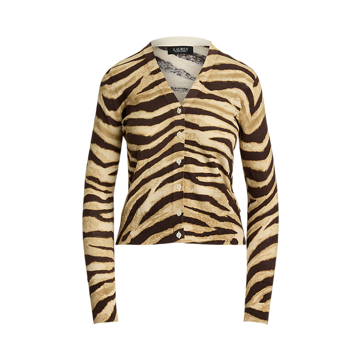 LRL Zebra-Print Linen-Cotton Cardigan/Pulover 200971371001