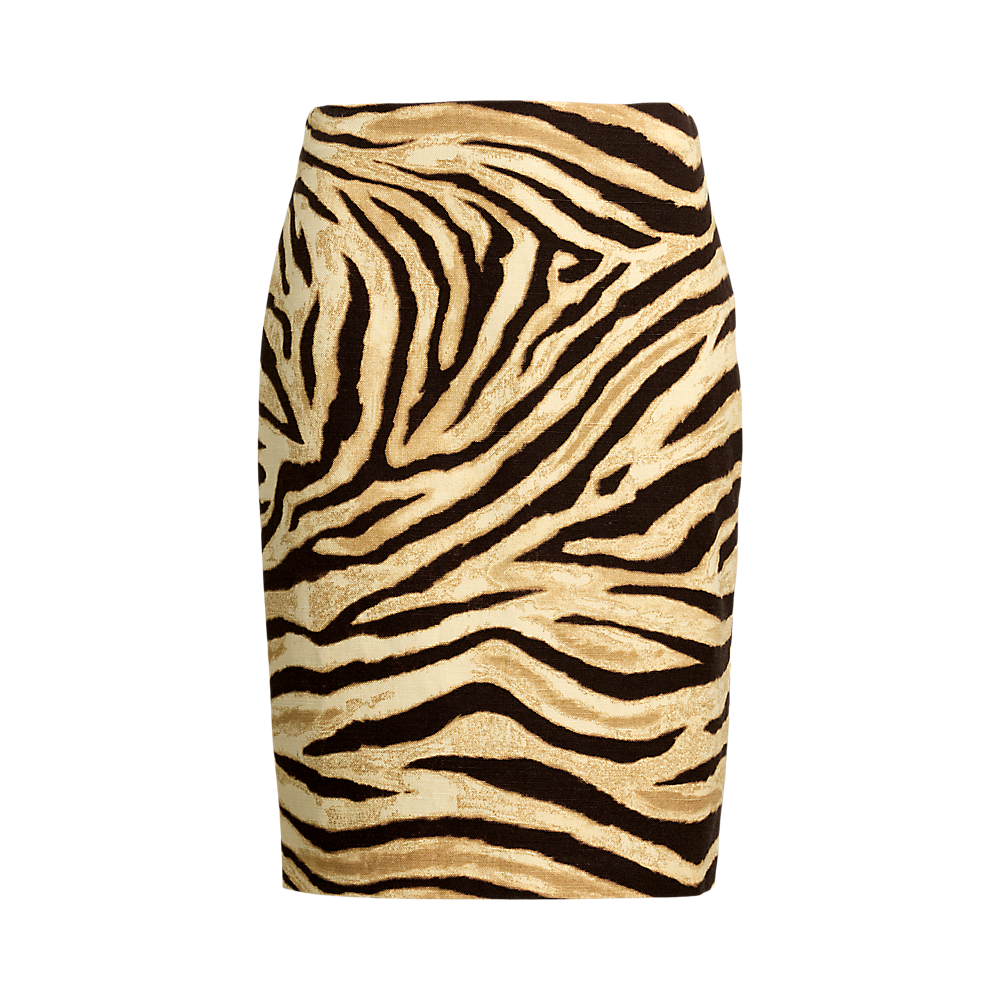 LRL Zebra-Print Linen-Cotton Pencil Skirt/Suknja 200978712001