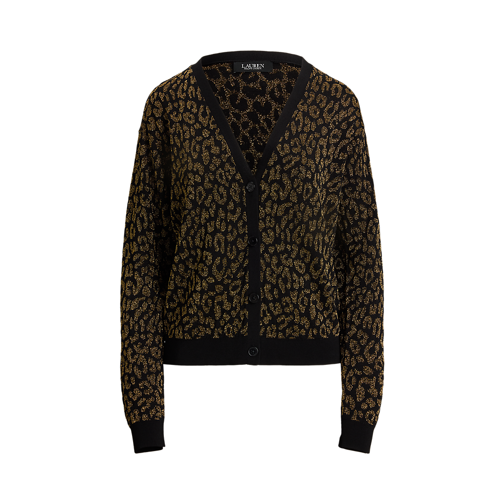 LRL Metallic Ocelot Double-Knit Cardigan/Pulover 200979661001