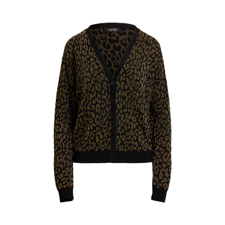 LRL Metallic Ocelot Double-Knit Cardigan/Pulover 200979661001
