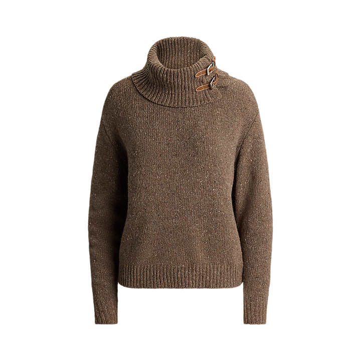 LRL Buckle-Trim Melange Turtleneck Sweater/ Pulover 200979663002