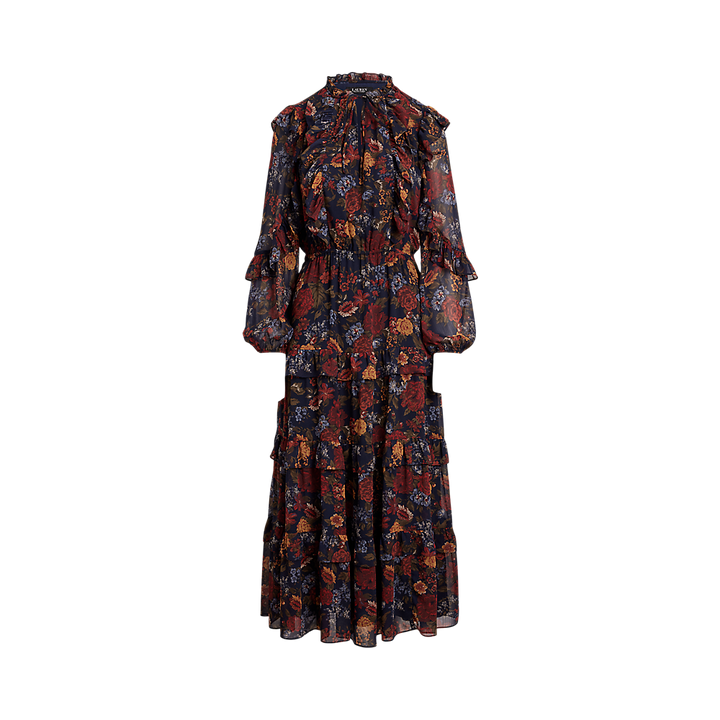 LRL Floral Crinkle Georgette Tiered Dress/Haljina 200979789001