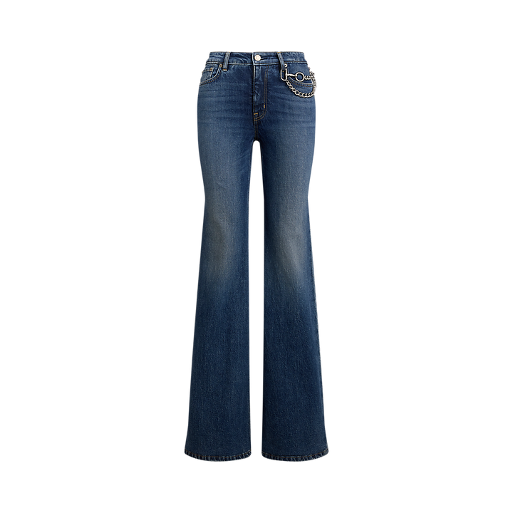 LRL Chain-Trim High-Rise Flare Jean/Traperice 200979970001