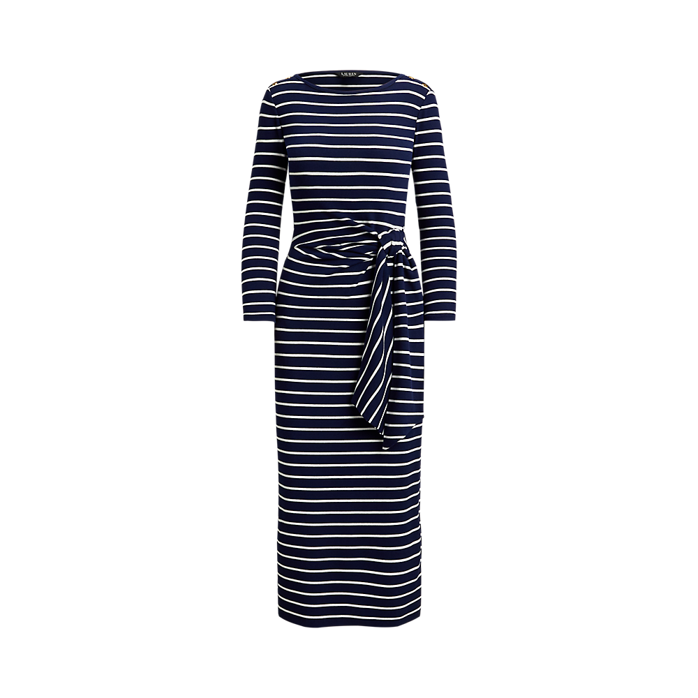 LRL Striped Tie-Front Cotton-Blend Dress/Haljina 200P03766001