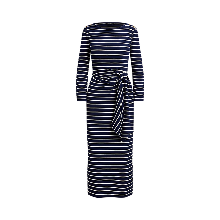 LRL Striped Tie-Front Cotton-Blend Dress/Haljina 200P03766001