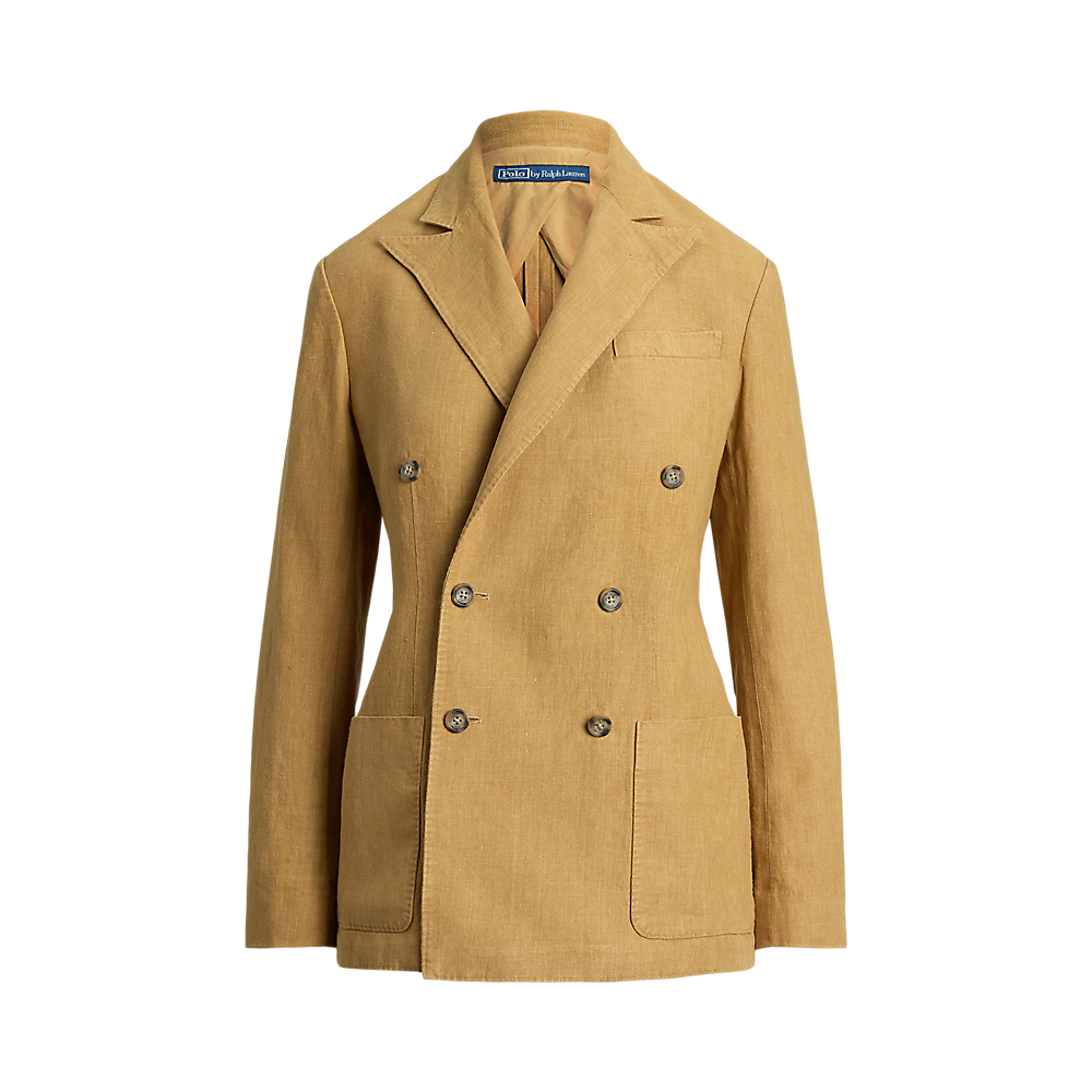 PRL Double-Breasted Linen Blazer/Sako 211965039001