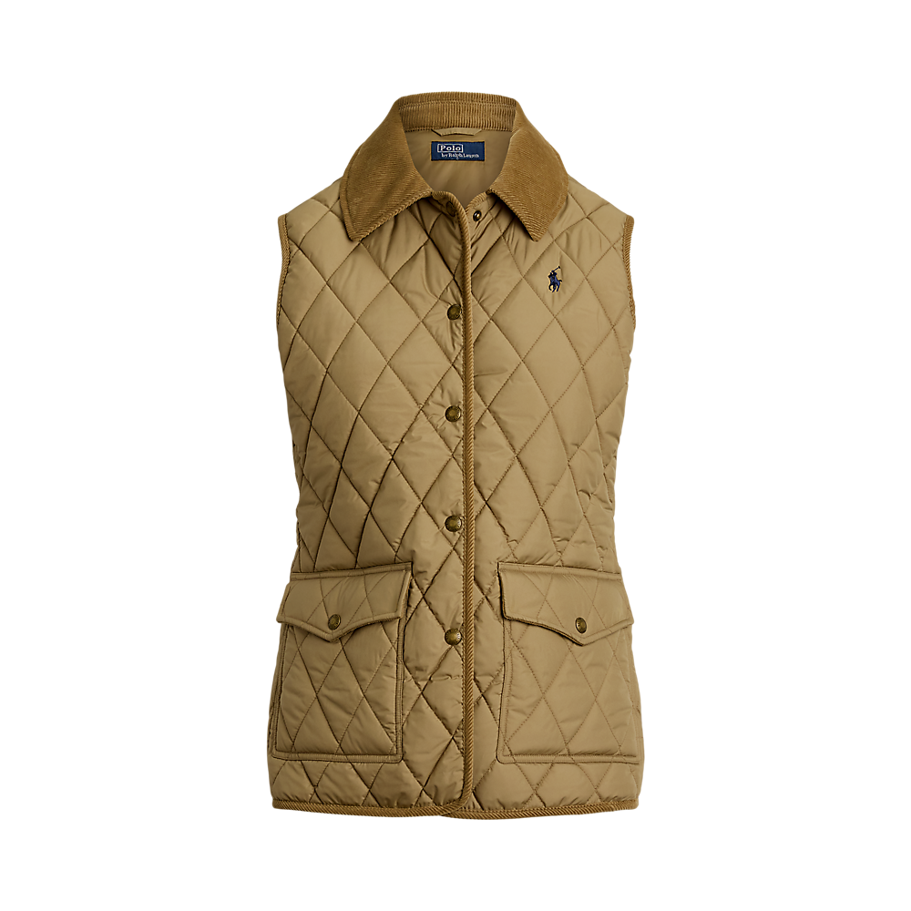 PRL Corduroy-Trim Quilted Vest/Prsluk 211965337004