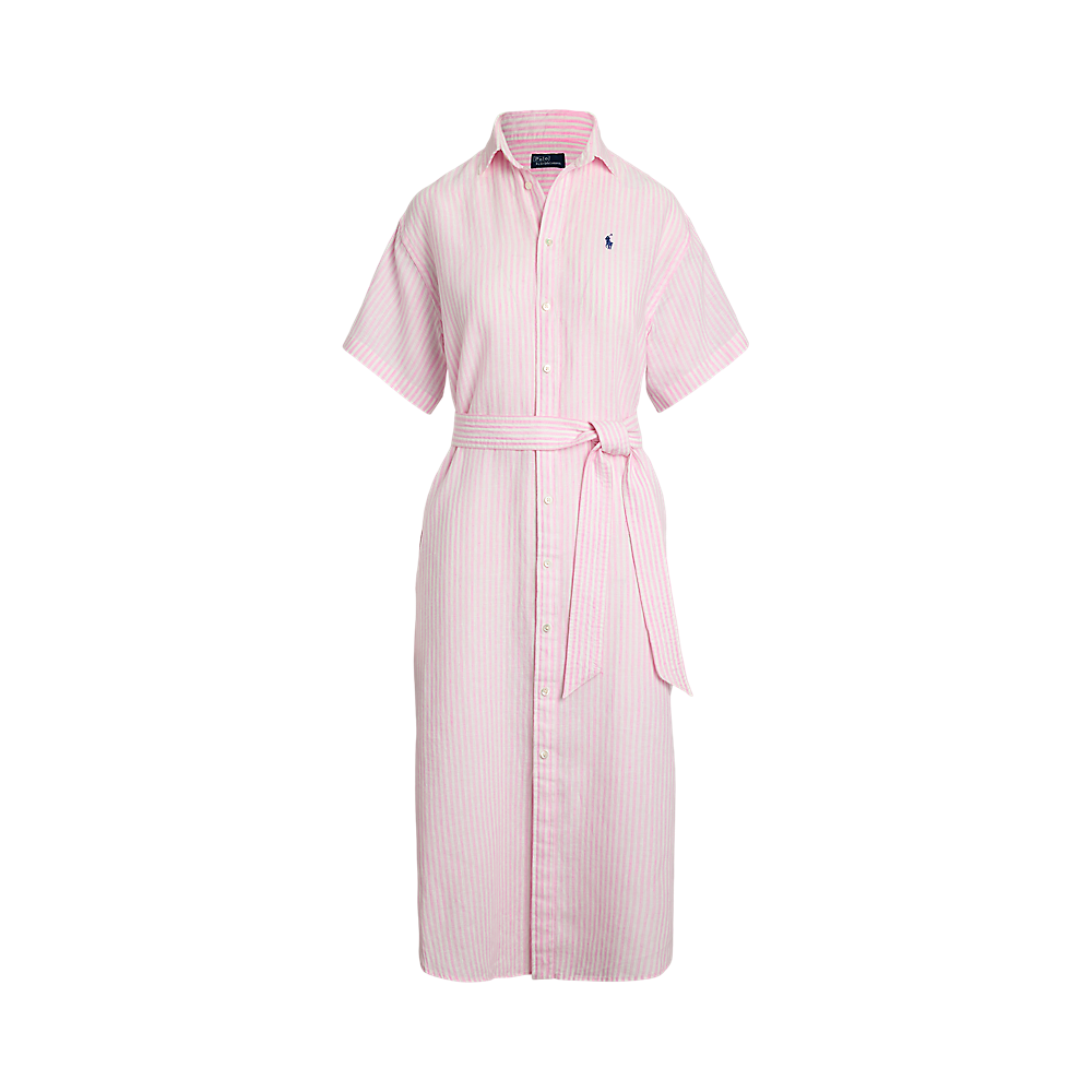 PRL Striped Linen Short-Sleeve Shirtdress/Haljina 211965843001