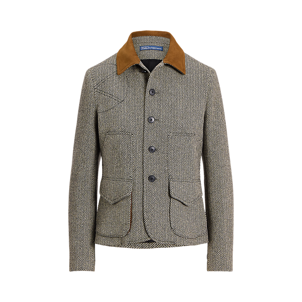 PRL Suede-Trim Herringbone Jacket/Jakna 211971401001