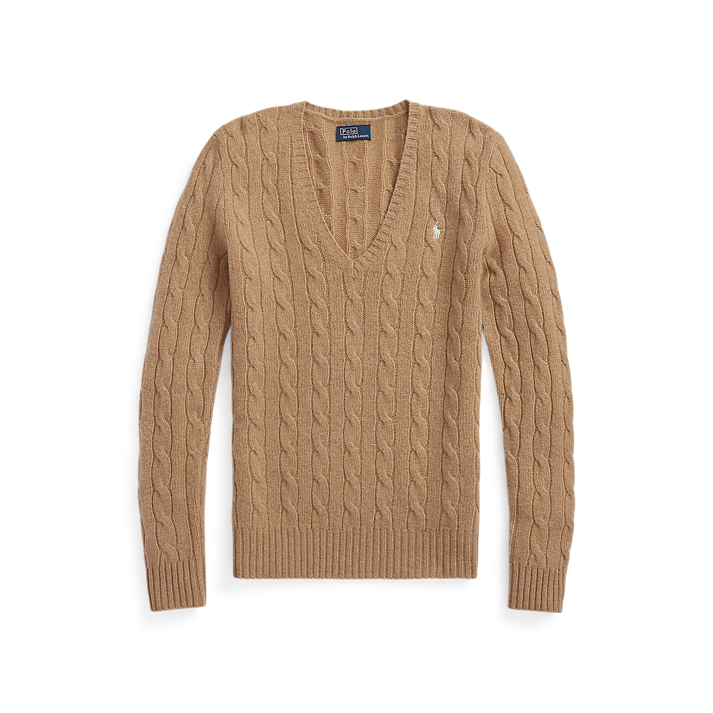 PRL Cable-Knit Wool-Cashmere V-Neck Jumper /Pulover 211971866002