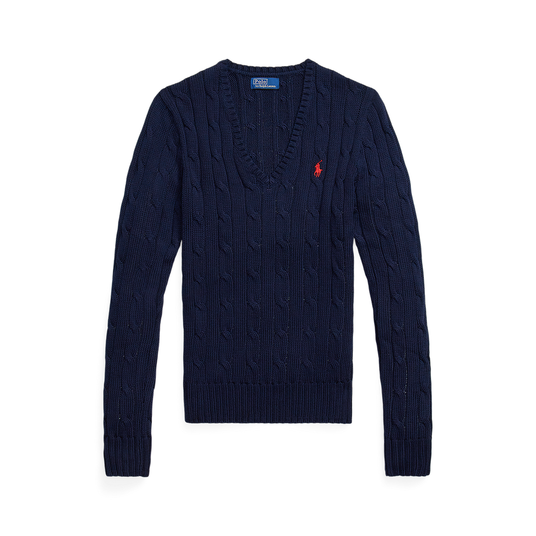 PRL Cable-Knit Cotton V-Neck Jumper/Pulover 211971870004