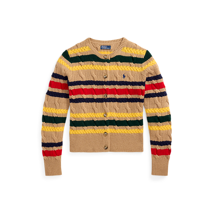 PRL Striped Cable Wool-Cashmere Cardigan /Pulover 211972837001