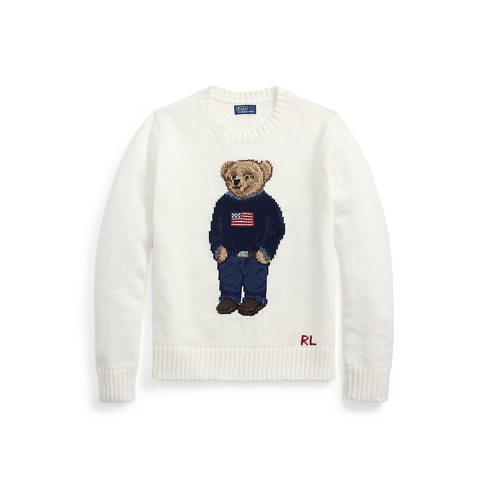 PRL Polo Bear Linen-Cotton Crewneck Jumper/Pulover 211978359001