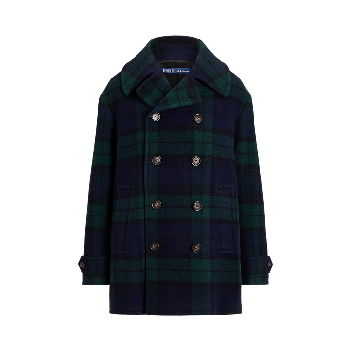 PRL Plaid Wool-Blend Tweed Peacoat/ Kaput 211978397001