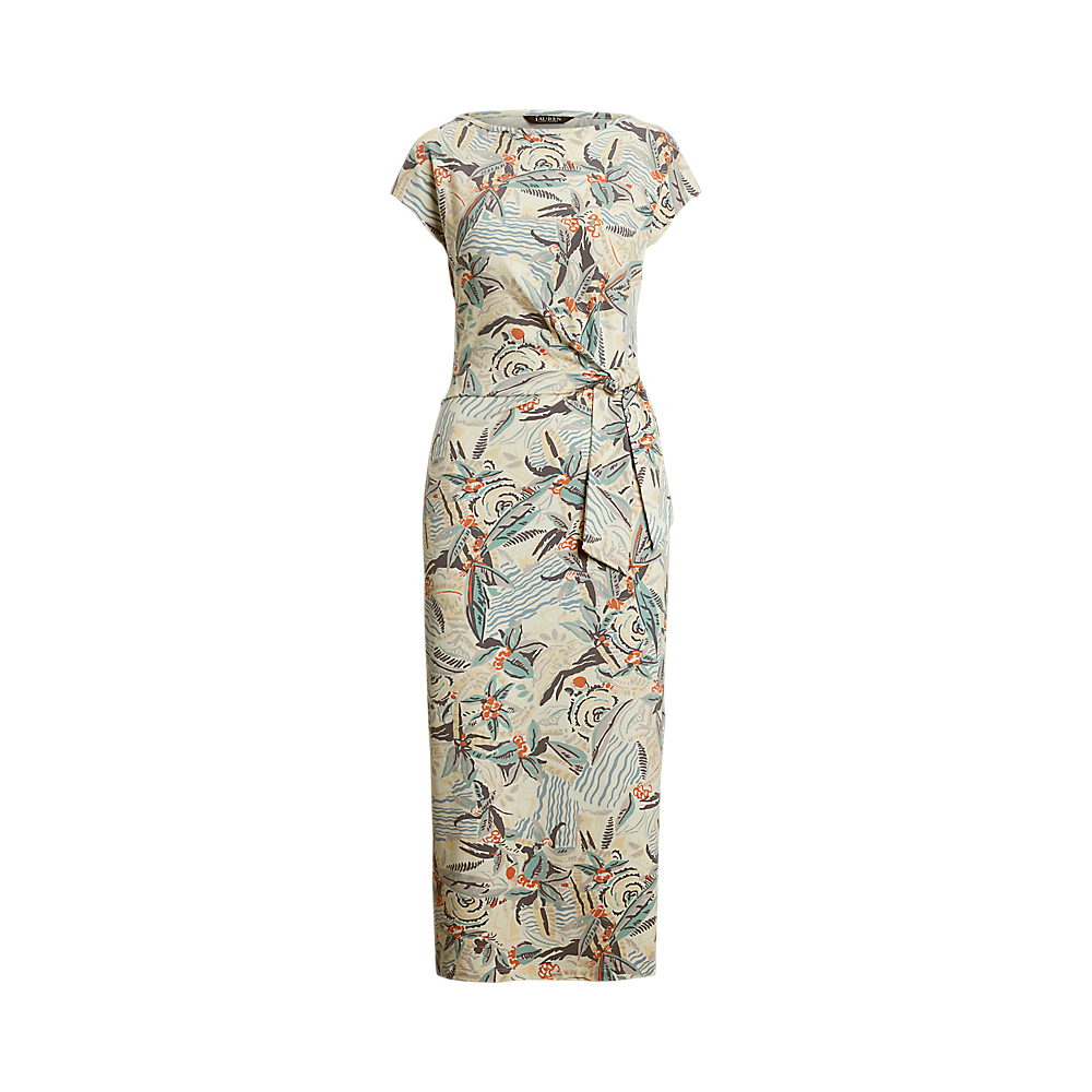 LRL Tie-Front Print Boatneck Midi Dress/Haljina 250964087001
