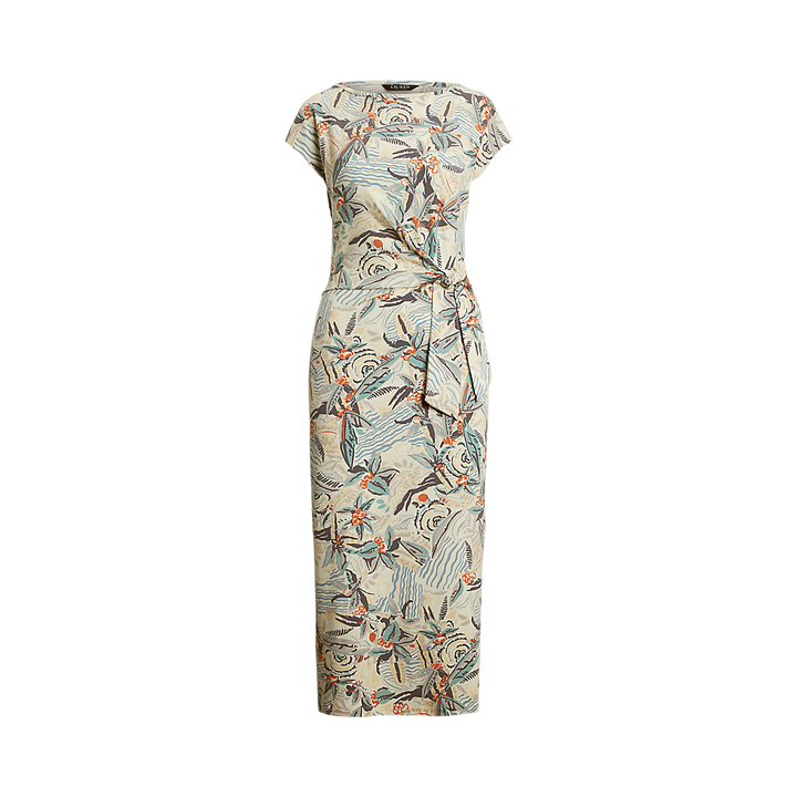 LRL Tie-Front Print Boatneck Midi Dress/Haljina 250964087001