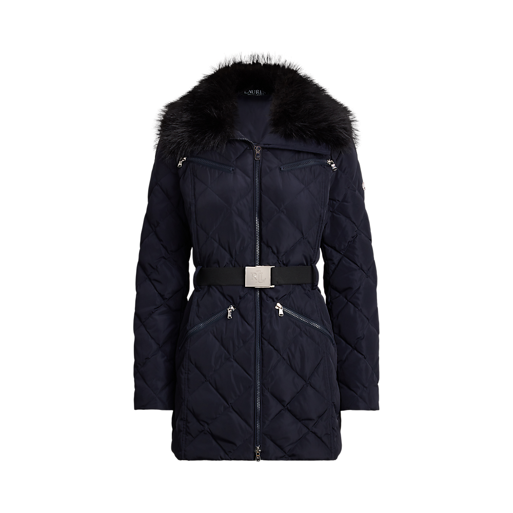 LRL Faux-Fur-Trim Diamond-Quilted Down Coat/Jakna 297P04108001