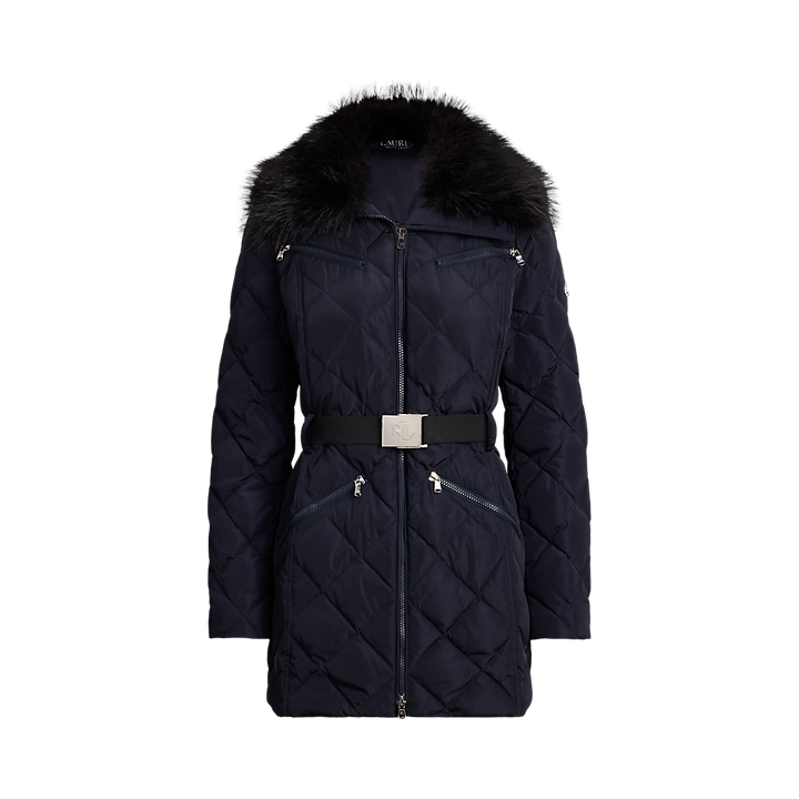 LRL Faux-Fur-Trim Diamond-Quilted Down Coat/Jakna 297P04108001