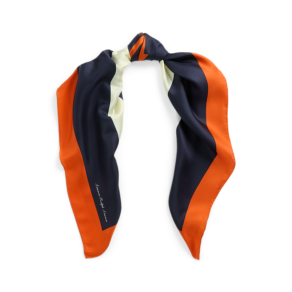 LRL Anchor-Print Silk Twill Square Scarf/Marama 454966212001