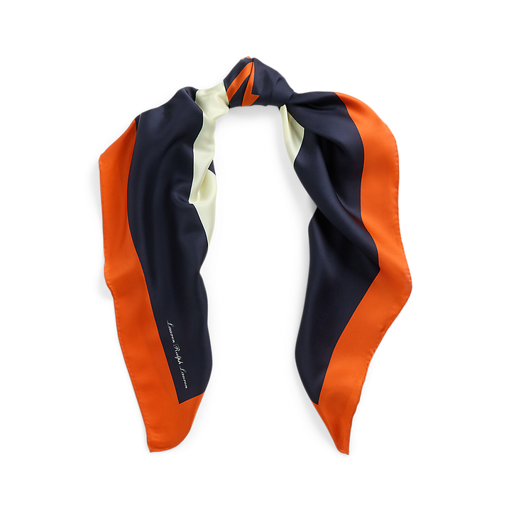 LRL Anchor-Print Silk Twill Square Scarf/Marama 454966212001