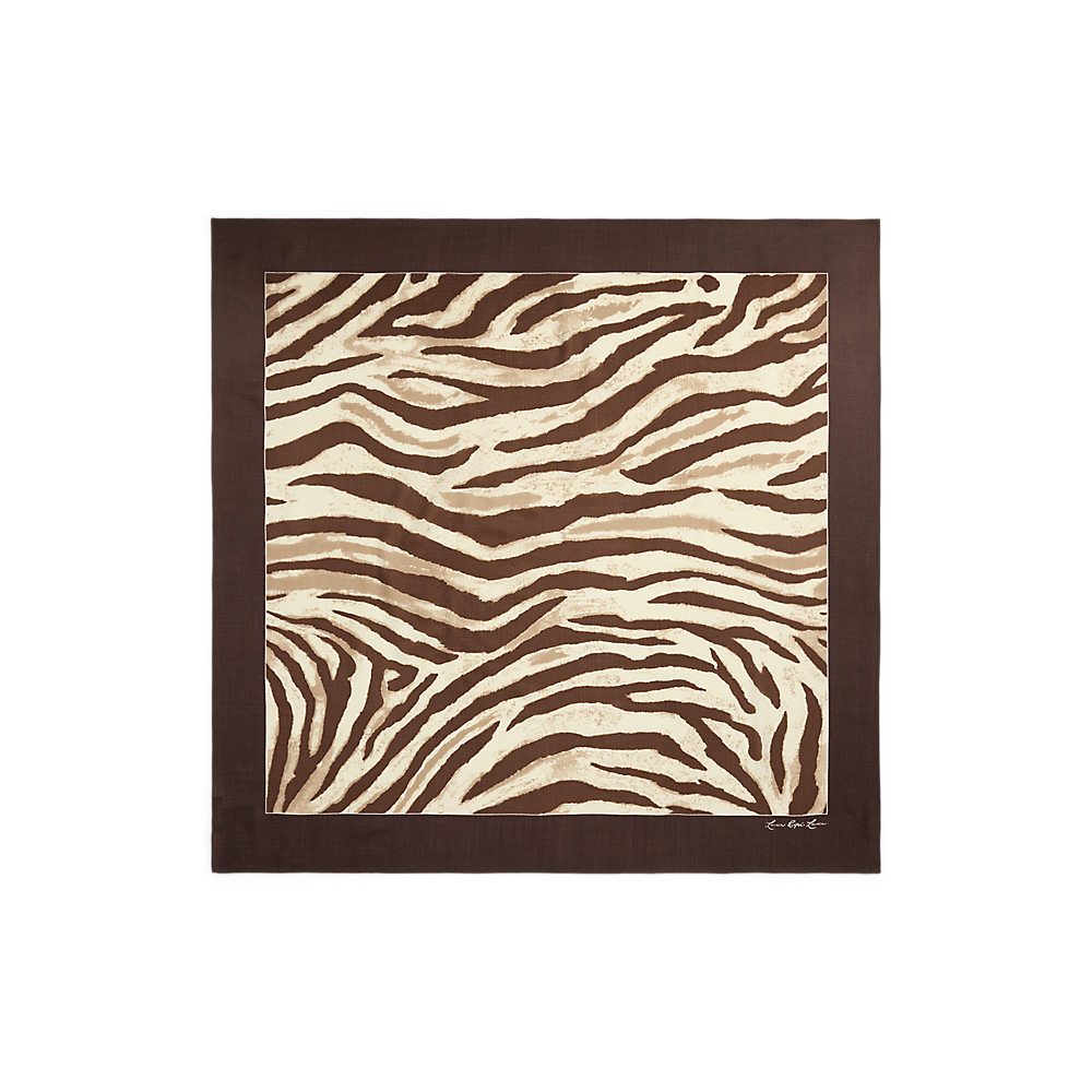 LRL Zebra-Print Wool-Silk Square Scarf/Šal 454980708001