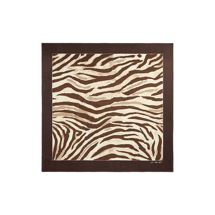 LRL Zebra-Print Wool-Silk Square Scarf/Šal 454980708001