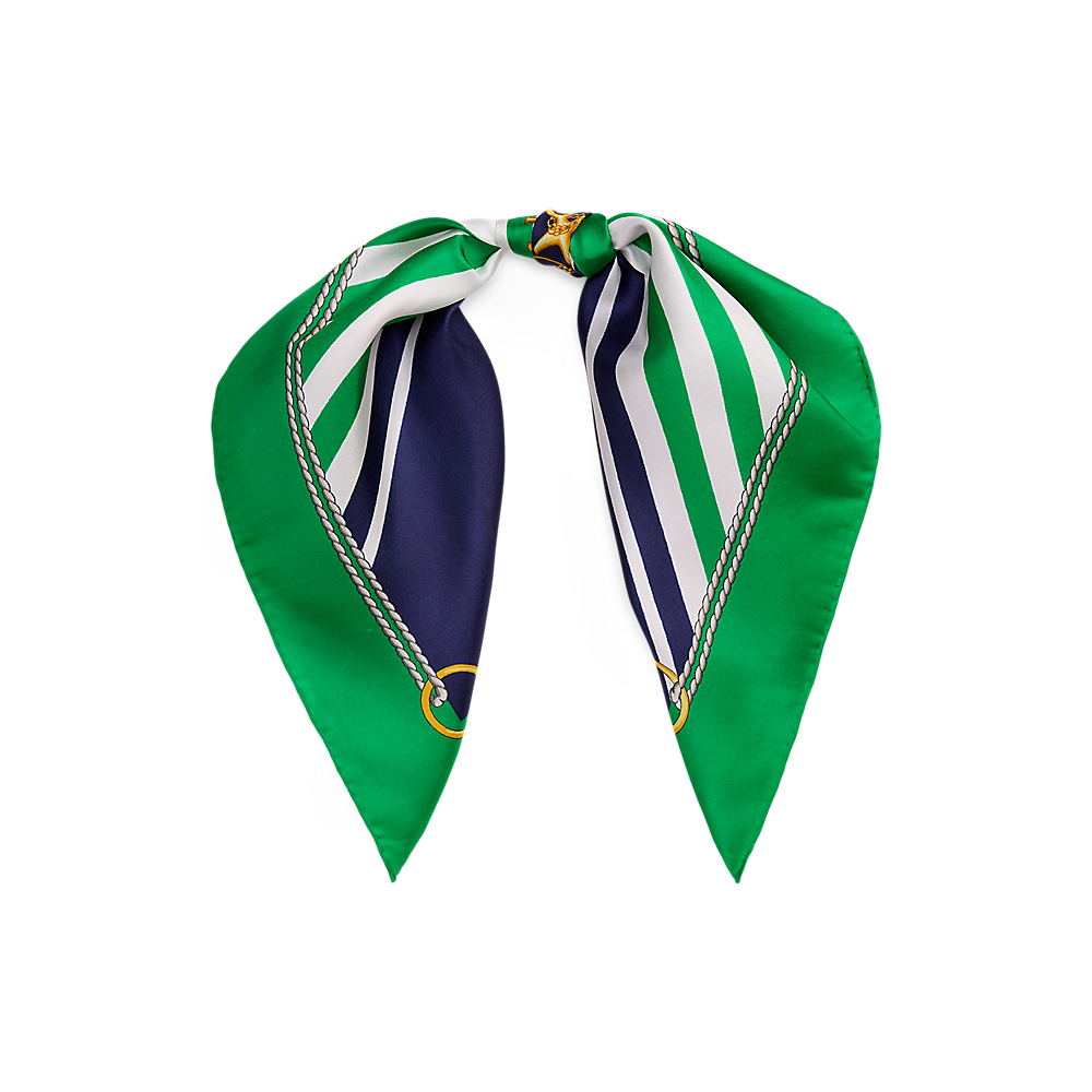 LRL Striped Anchor-Crest Silk Square Scarf/Šal 454P09785001