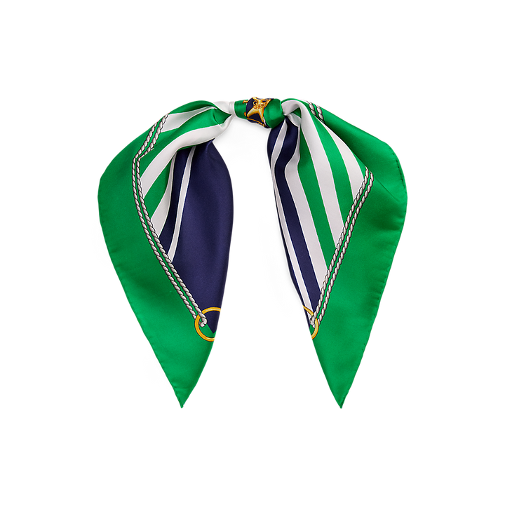LRL Striped Anchor-Crest Silk Square Scarf/Šal 454P09785001