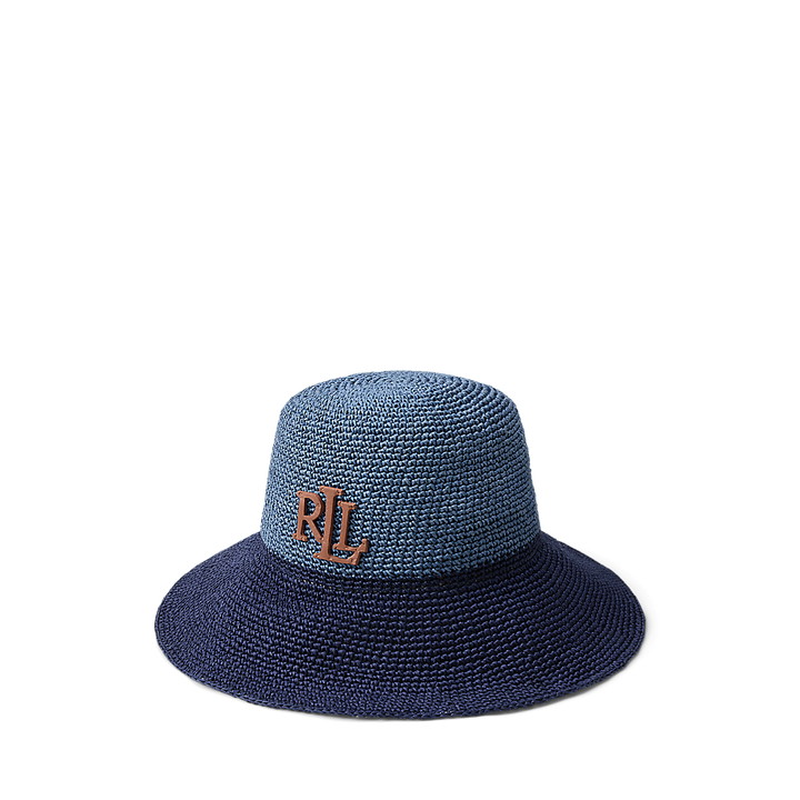 LRL Two-Tone Crocheted Straw Bucket Hat/Šešir 454P14399001