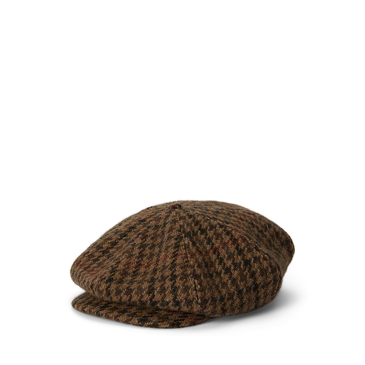PRL Houndstooth Wool Tweed Newsboy Cap/Kapa 710979627001
