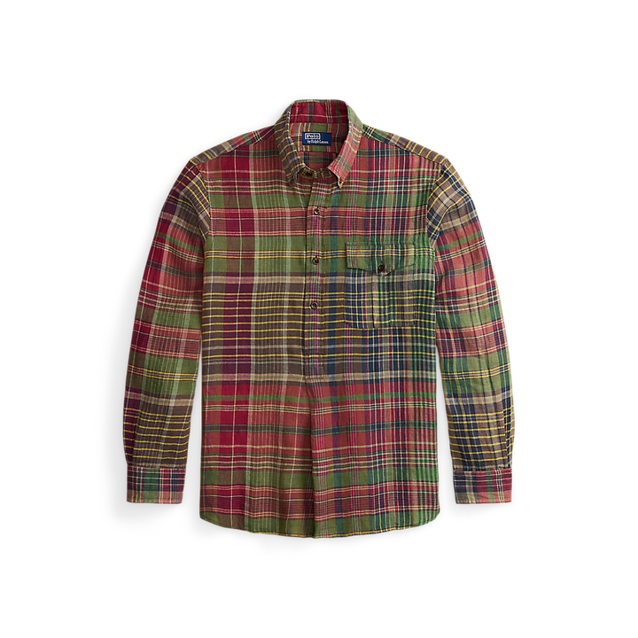 PRL Classic Fit Plaid Linen Popover Shirt/Košulja 710B14296001