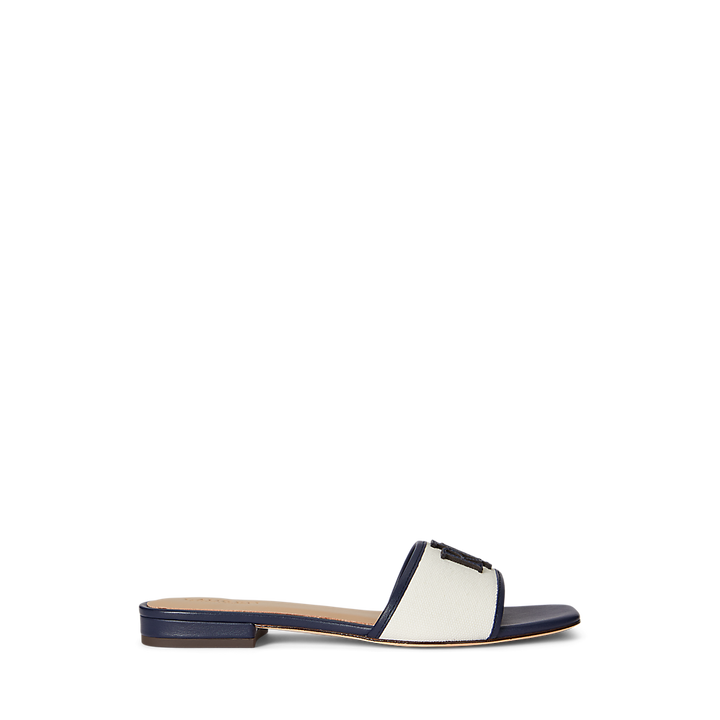 LRL Everley Leather-Trim Canvas Slide Sandal/Sandale 802P04395001