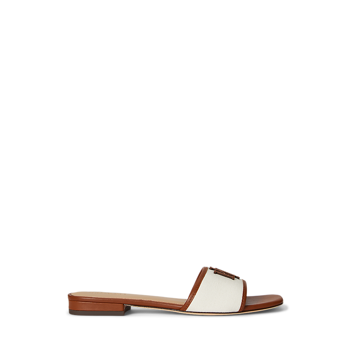 LRL Everley Leather-Trim Canvas Slide Sandal/Natikače 802P04395003