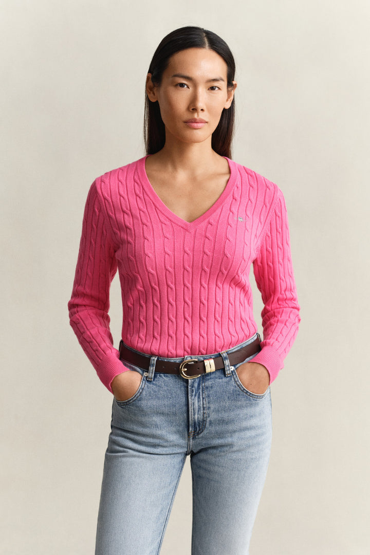 GANT Cable Knit V-Neck Sweater/Pulover 4800101
