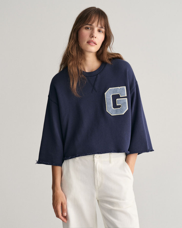 GANT G Badge Short Sleeve Cropped Sweatshirt/Duks 4200855