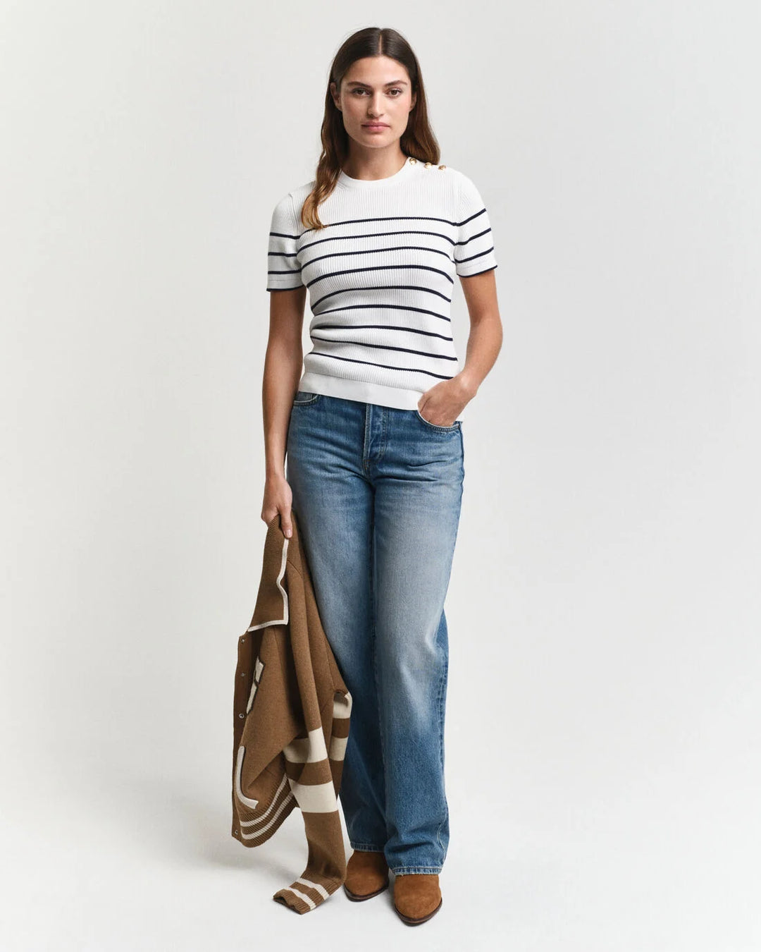 GANT Ribbed Breton C-Neck/Pulover 4805306