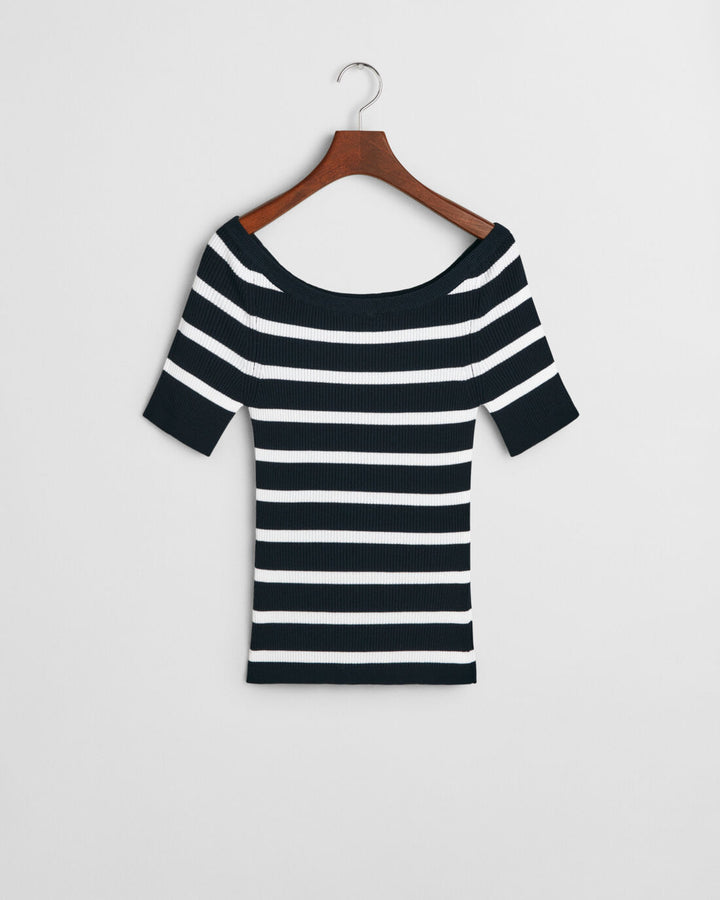 GANT Striped Rib Knit Off Shoulder Ss/Pulover 4805333